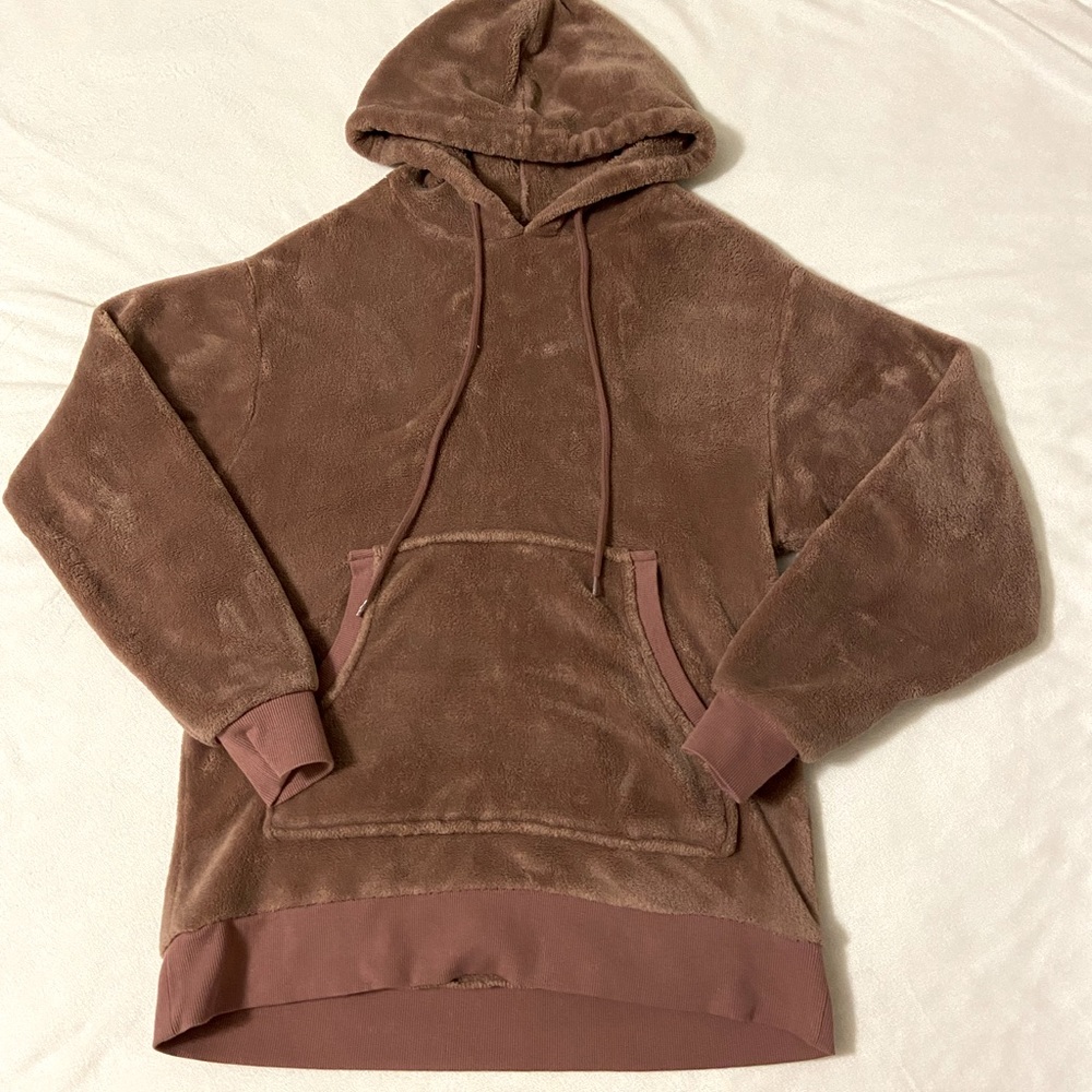 Dark pink, slight burgundy, fuzzy, hoodie